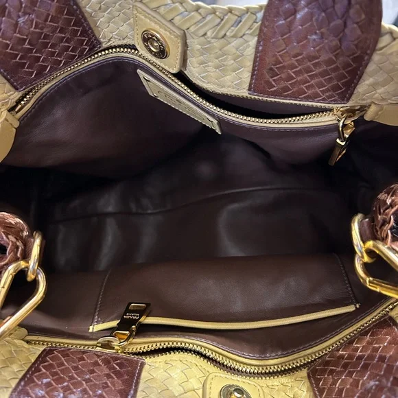 Prada Madras Woven and Leather Tote Bag - Picture 13 of 16